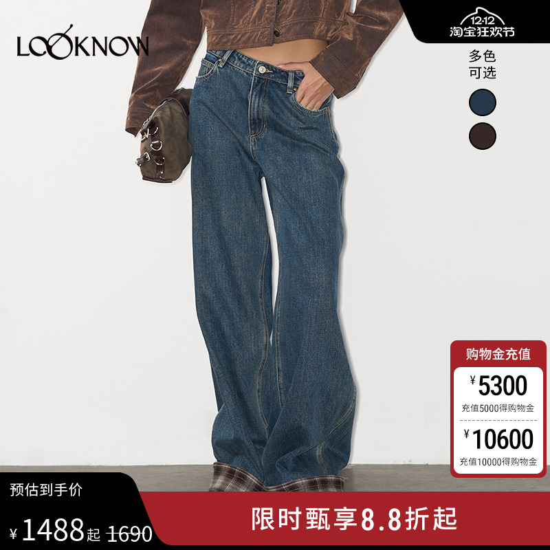 IF BY LAND X LOOKNOW25年秋季新款复古拼接格纹牛仔裤女