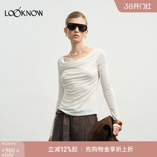 徐若晗同款 halfmoon x LOOKNOW 2025年秋季蕾丝假两件荡领上衣