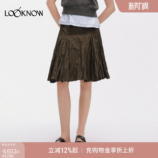 新品 ICE LOOKNOW2026春季 褶皱感半身裙短裙女 DUST