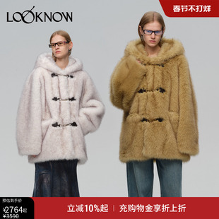 IF BY LAND X LOOKNOW设计师品牌2025秋冬千金老钱宽松连帽外套女