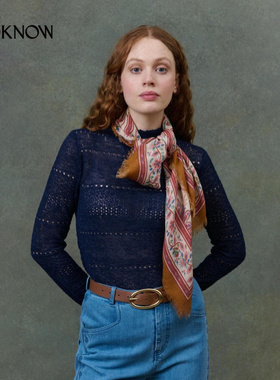 LOUISE MISHA X LOOKNOW2025年秋季新款时尚棕色格纹方围巾女