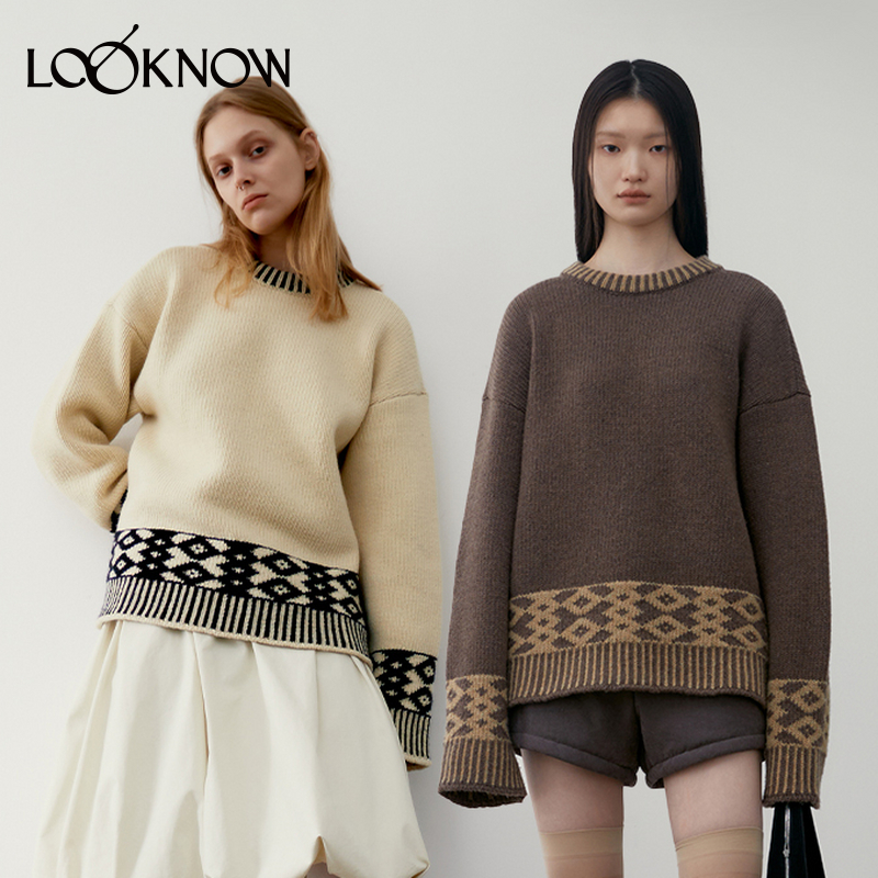 LOW CLASSIC设计师品牌LOOKNOW秋冬奶白色毛衣