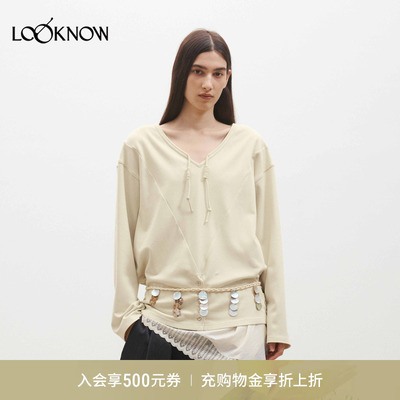 medium well LOOKNOW26春夏新品超柔单面抓毛多穿卫衣