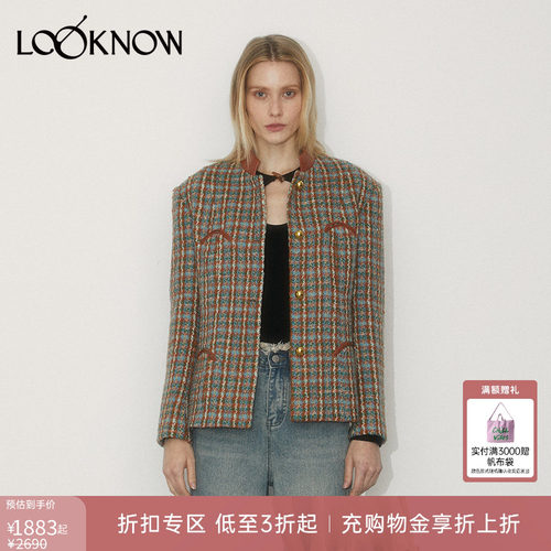 IFBYLAND格纹翻领收腰常规外套