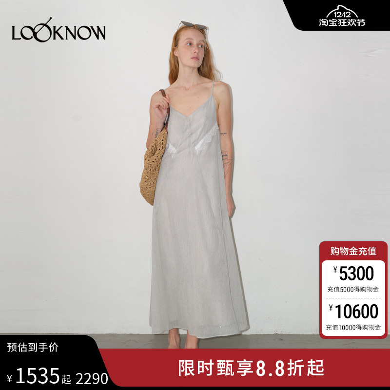 IFBYLAND亮片钉珠露背连衣裙