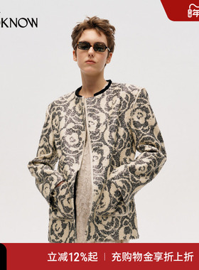 ICE DUST x LOOKNOW2025冬季新款玫瑰亮片无领西装