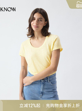 american vintage LOOKNOW26春季新品浅黄色宽松短袖