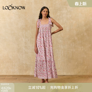 louise misha LOOKNOW26春夏新品粉色无袖碎花连衣裙