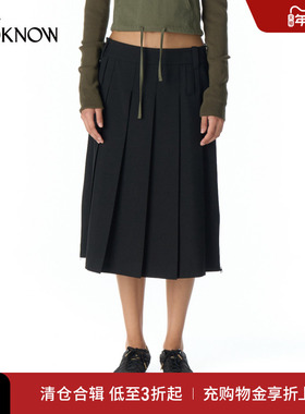 LCDC设计师品牌LOOKNOW2025年春季新款黑色侧拉链半身裙
