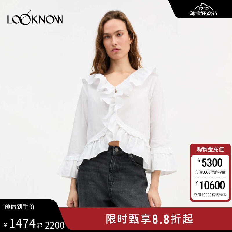 Skall Studio X LOOKNOW设计师品牌25秋冬新品白色花边V领衬衫