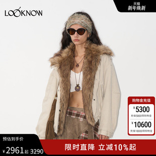 新款 LAND LOOKNOW设计师品牌2025秋季 可拆卸毛领棉服女