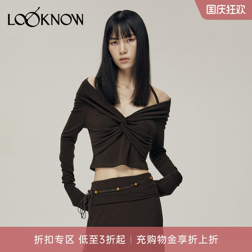halfmoon X LOOKNOW秋冬新款纽结短款上衣女