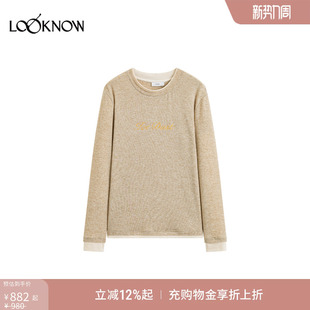 多色撞色假两件长袖 ICE LOOKNOW2026春夏新款 T恤女 DUST