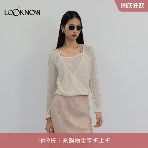 halfmoon x LOOKNOW2026新款白色下摆纽结衫