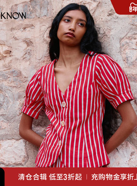 DAMSON MADDER设计师品牌LOOKNOW2025年夏季新款红色条纹软壳衬衫
