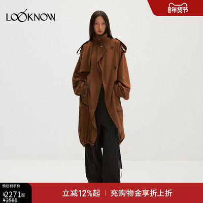 MEDIUM WELL x LOOKNOW 2025年冬季新品麂皮感双抽绳风衣