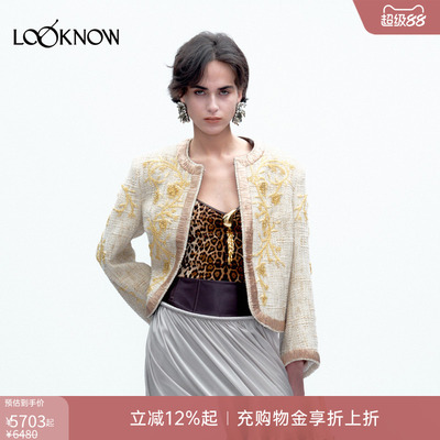 JACQUES WEI设计师品牌LOOKNOW米色刺绣钉珠短手工外套