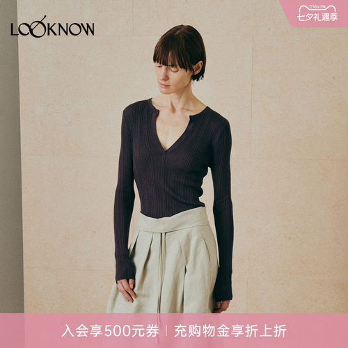 THE LAWN x LOOKNOW2026春夏新品醋酸天条纹肌理套头衫衫女