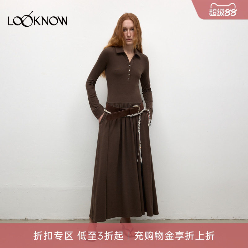 madeinormal设计师品牌LOOKNOW抽褶polo领连衣裙女图片
