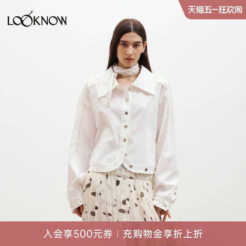 medium well LOOKNOW26春夏新品波点廓形收腰短款衬衫