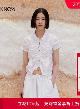 low classic LOOKNOW26春季新品多色褶皱短袖衬衫