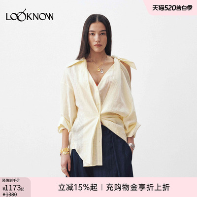 medium well X LOOKNOW设计师品牌26春夏新品格纹不对称露肩衬衫