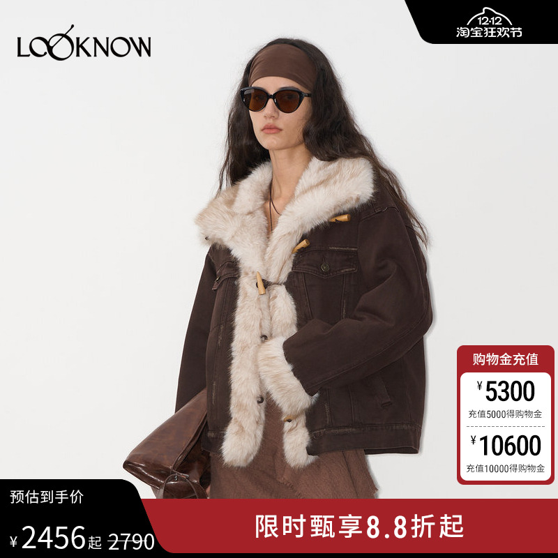 IFBYLAND咖色复古牛仔棉服