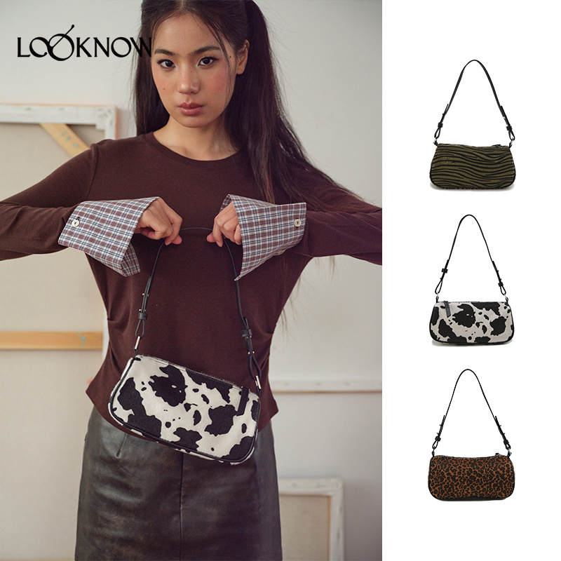 SFSG x LOOKNOW腋下包系列皮革腋下包动物纹豹纹2025年冬季新品