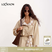 新款 LAND LOOKNOW2026春季 拼接格纹廓形亚麻外套