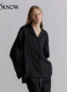 VIKTORIA CHAN设计师品牌LOOKNOW24春夏新款黑色Mena亚麻衬衫