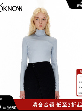 JACQUES WEI设计师品牌LOOKNOW秋冬雾蓝色高领打底衫女内搭