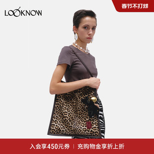 JACQUES WEI X LOOKNOW2025秋季新款金属挂件豹纹帆布包