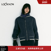 深灰色针织开衫 LOW 拉链毛衣女 LOOKNOW2025秋季 新款 CLASSIC