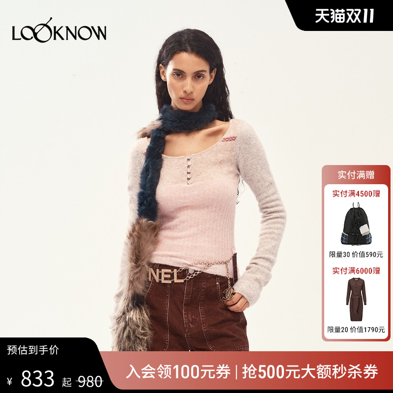 MEDIUM WELL x LOOKNOW25年秋季新款罗斯科拼色羊毛打底衫女