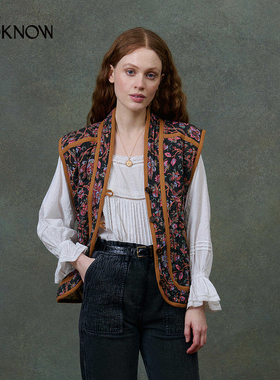 louise misha x LOOKNOW黑色印花V领夹克