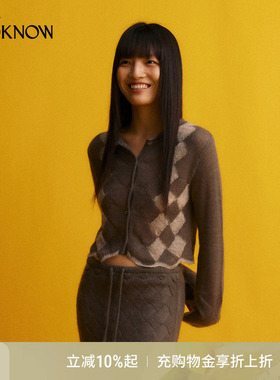 nume X LOOKNOW设计师品牌2025年秋季新款马海毛格纹开衫女