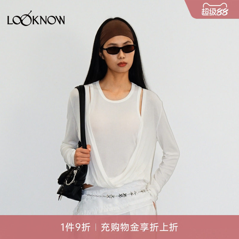 madeinormal X LOOKNOW26新品白色假两件背心垂感T恤图片