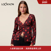 Rouje 红色花纹T恤新年女 新款 LOOKNOW设计师品牌2025年冬季