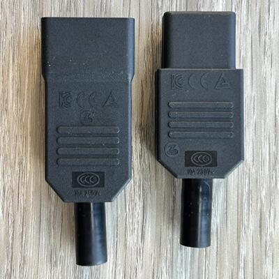 IEC60320品字C13机箱UPS电源转换插头三芯三竖接线公插头电瓶车铜