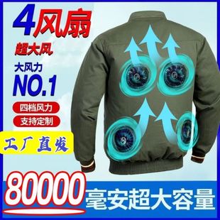 带风扇的衣服空调服夏季迷彩工作服风扇衣服工人工地劳保垂钓农活