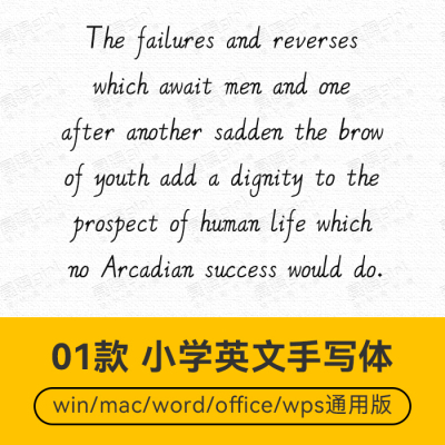 英文字母手写办公排版设计学习字帖制作ttf字体包mac/winword通用