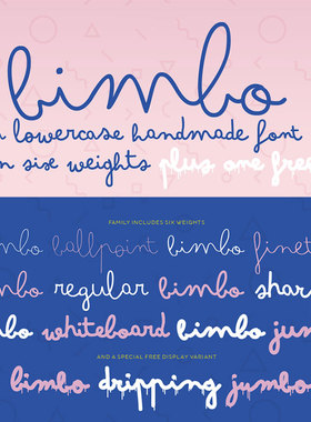 字客网Bimbo字库全套Sharpie 7款字体合集 字库电脑tft安装字体包