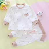 新生婴儿儿衣服a类纯棉春秋冬男女宝秋衣秋裤 分体套装 开裆小月龄