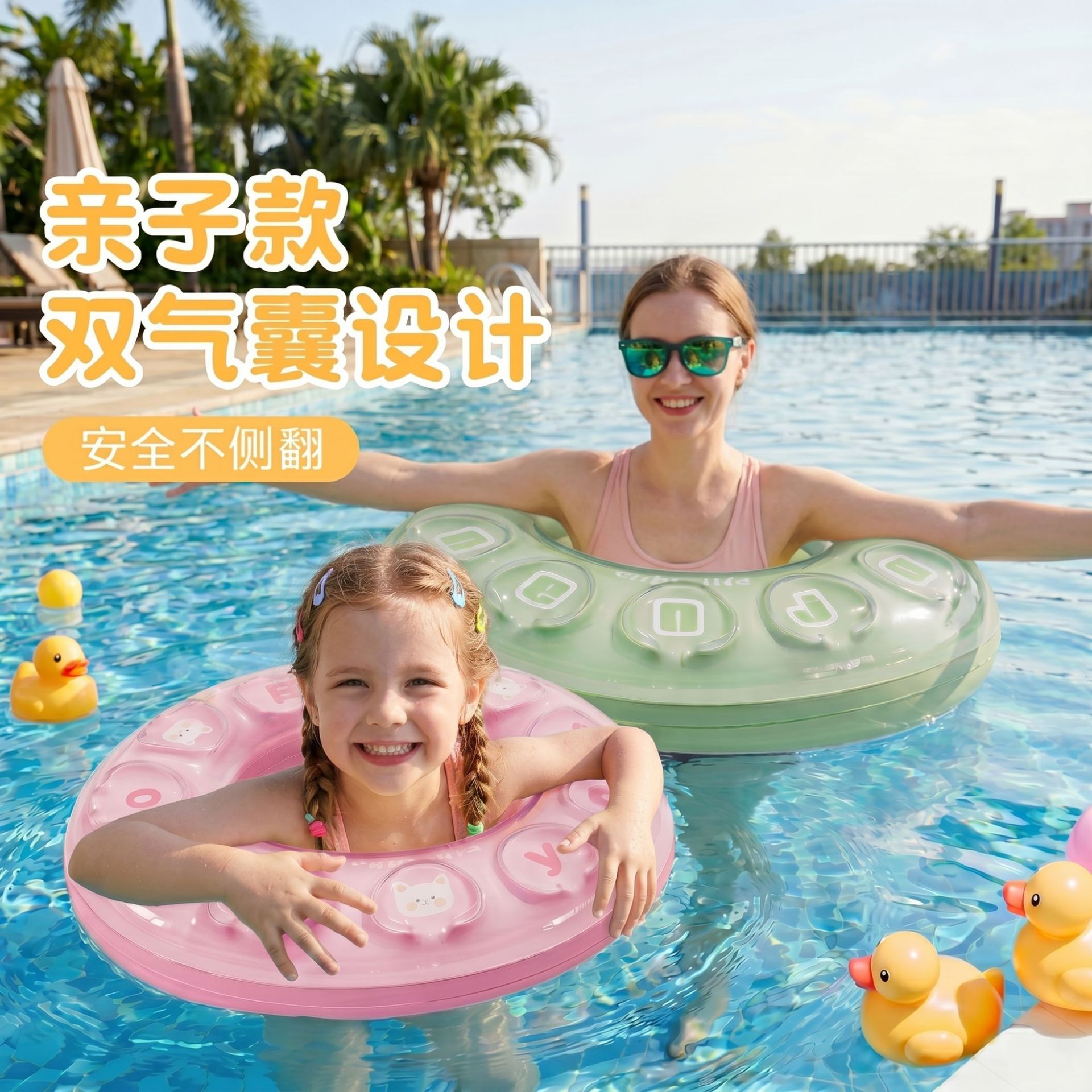 跨境水晶游泳圈儿童加厚救生圈防