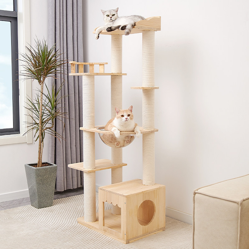 实木猫爬架猫窝猫树一体猫咪抓架小户型跳台太空舱猫架子玩具用品
