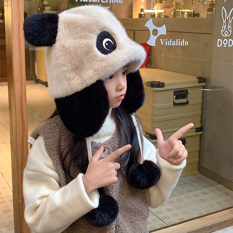 usars儿童帽子冬季毛绒帽包头帽