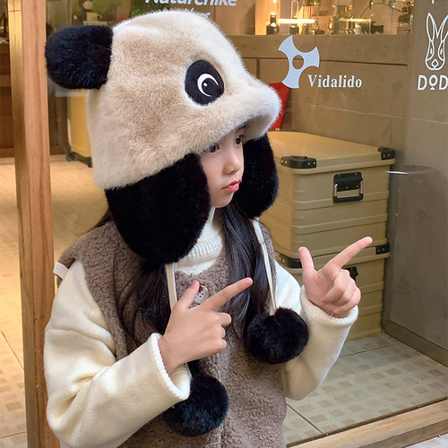 usars儿童帽子冬季毛绒帽包头帽