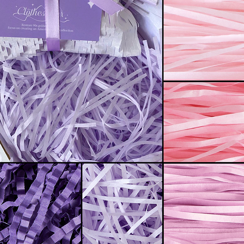 紫色拉菲草填充物批发水果礼盒装饰礼物盒子礼品盒包装材料碎纸丝