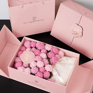 38女神节伴手礼礼物盒花束生日礼盒空盒情人节礼品盒护肤品包装盒