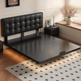 铁艺床碳素钢悬浮床家用小户型双人床2025新款华夫格铁艺悬浮床架